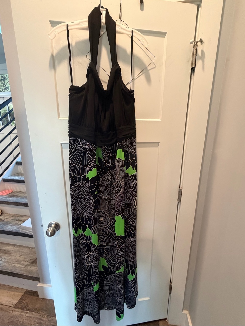 Lane Bryant 18/20 Black Lime Floral Halter Neck Maxi Dress
